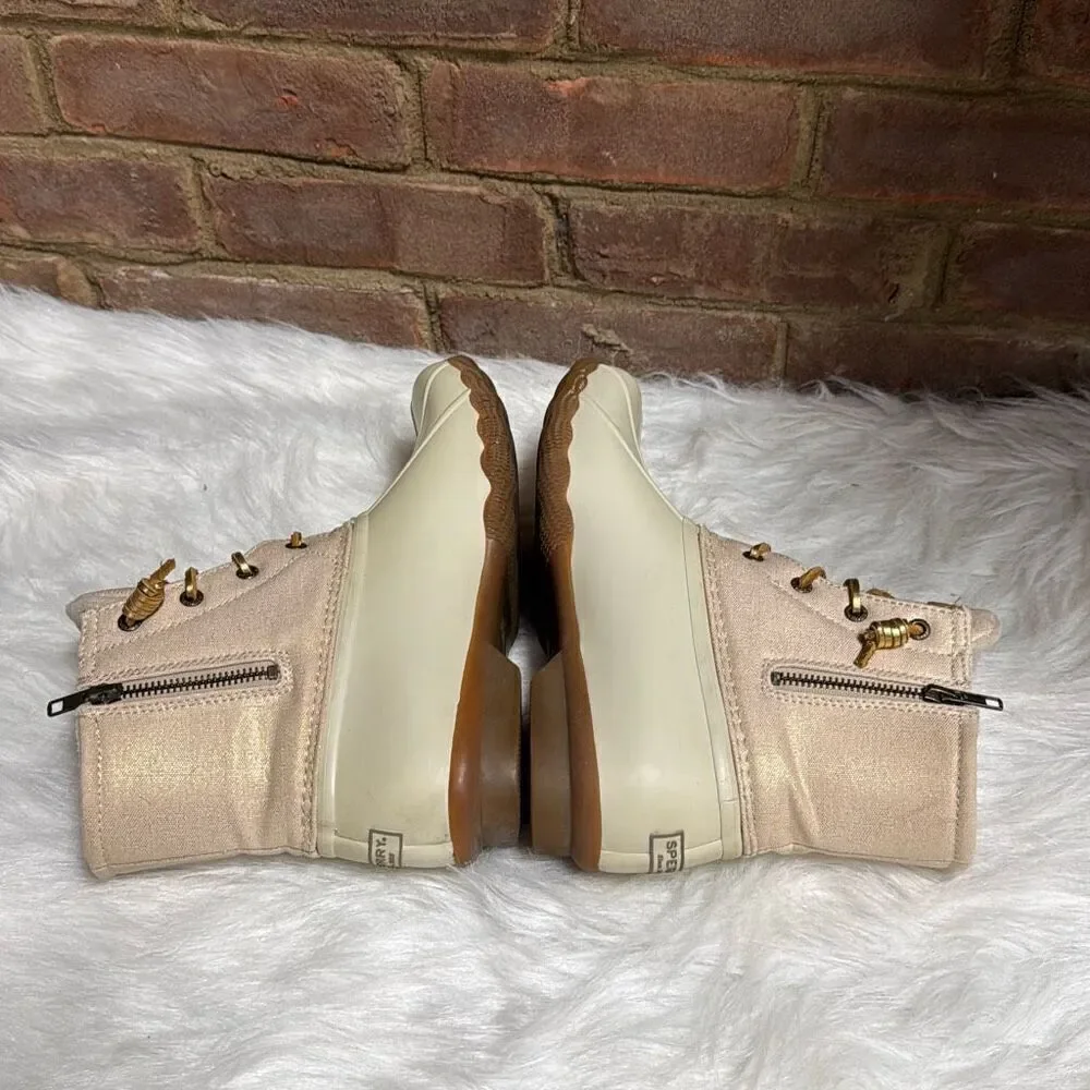 Sperry Women’s Saltwater Sparkle Rain Boot Water Resist Duck metallic Size 9.5